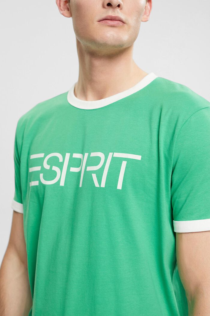 Dżersejowy T-shirt z nadrukowanym logo, GREEN, detail image number 2