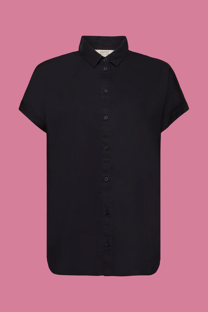 Koszulowa bluzka ze 100% bawełny, BLACK, detail image number 6