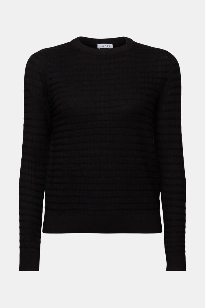 Sweter z fakturowanej dzianiny, BLACK, detail image number 6