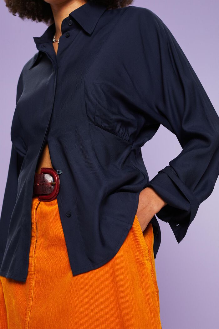 Bluzka z rękawami a la nietoperz, LENZING™ ECOVERO™, NAVY, detail image number 3