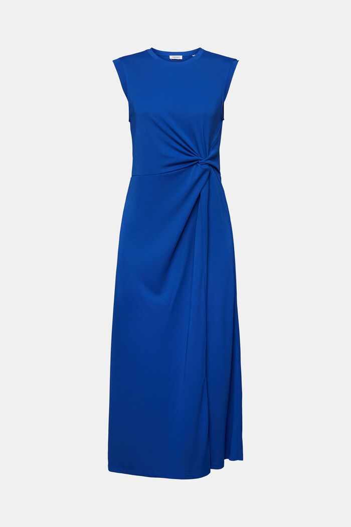 Sukienka midi z krepy z wiązaniem, BRIGHT BLUE, detail image number 5