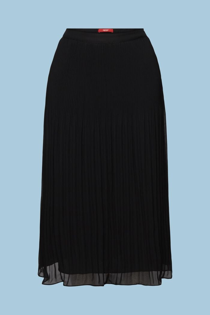 Plisowana spódnica midi z szyfonu, BLACK, detail image number 6