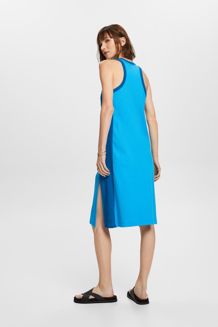 Sukienka midi z prążkowanego dżerseju, elastyczna bawełna, BLUE, detail image number 3