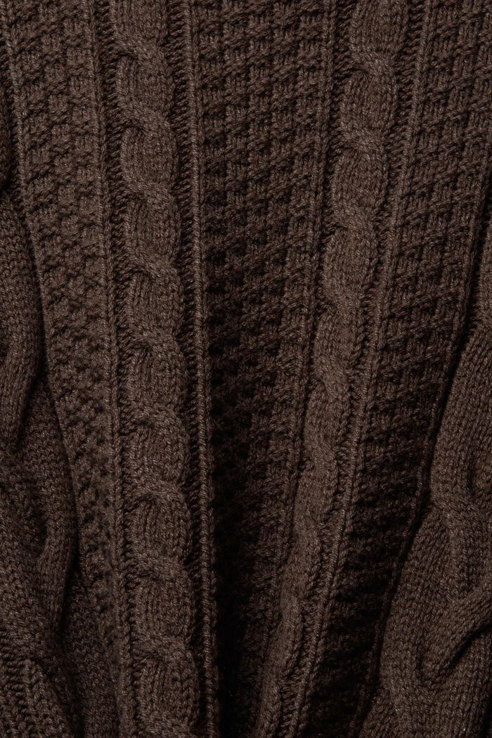 Sweter z warkoczowym wzorem, DARK BROWN, detail image number 1