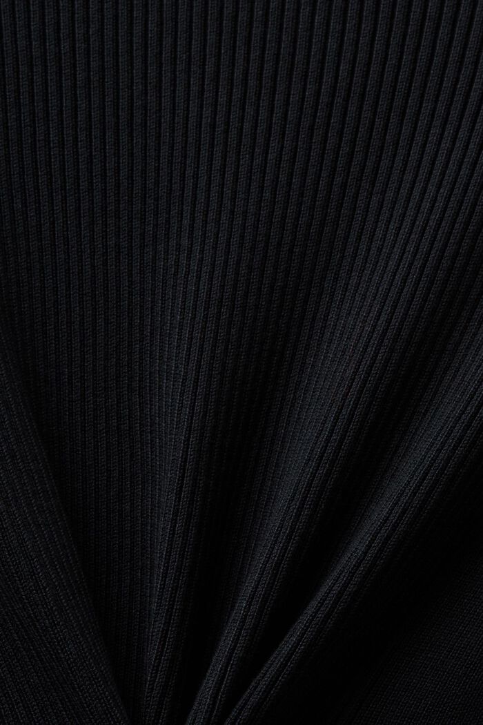 Sukienka midi z prążkowanej dzianiny, BLACK, detail image number 5