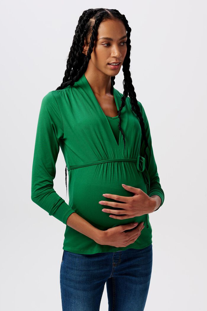 Koszulka ciążowa z długim rękawem i dekoltem w serek, EVERGREEN, detail image number 0