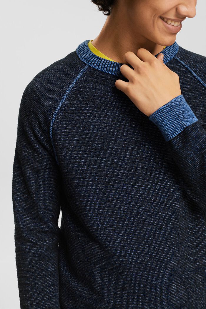 Melanżowy sweter z dzianiny, NAVY, detail image number 2