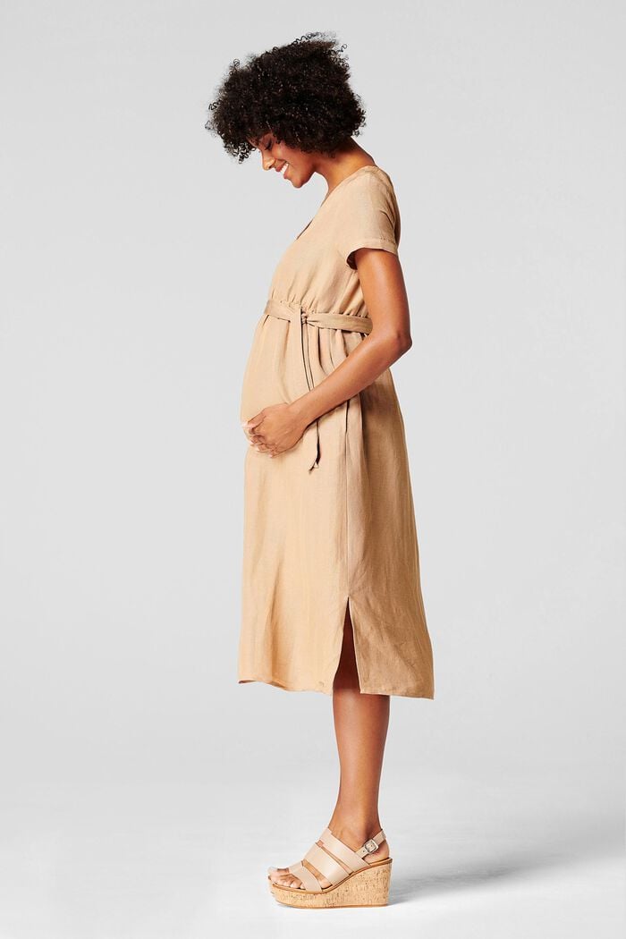 Z mieszanki lnianej: sukienka dla matek karmiących, SAND, detail image number 5