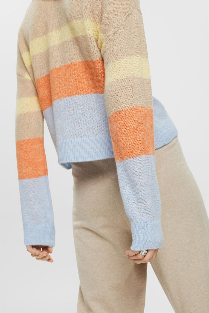 Dzianinowy sweter w paski, LIGHT TAUPE, detail image number 2