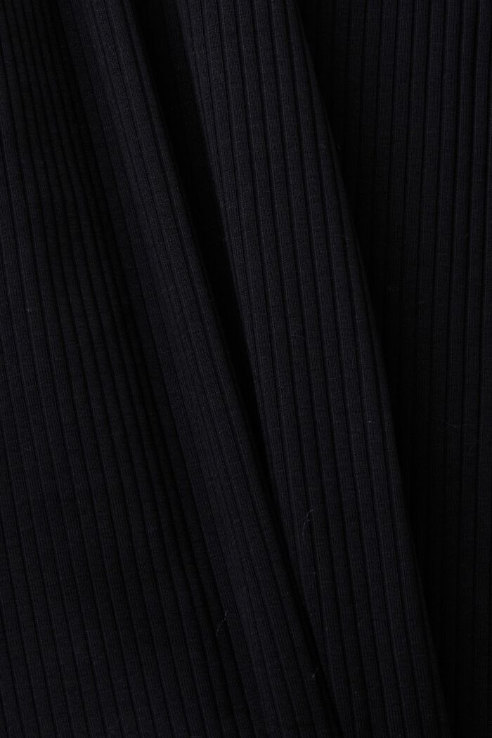 Prążkowana sukienka midi z wycięciem w partii ramienia, BLACK, detail image number 5