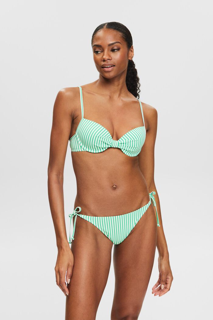 Dół od bikini w paski z wiązaniami po bokach, GREEN, detail image number 0