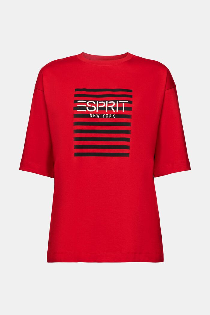T-shirt z logo z okrągłym dekoltem, DARK RED, detail image number 5