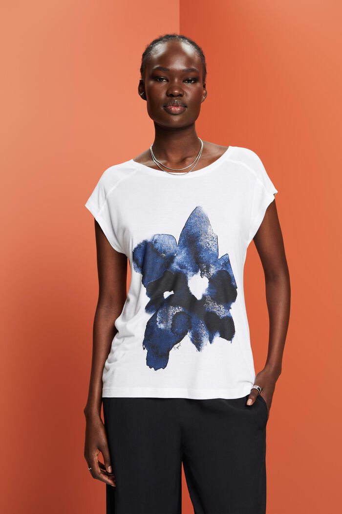 T-shirt z nadrukiem, LENZING™ ECOVERO™, WHITE, detail image number 0