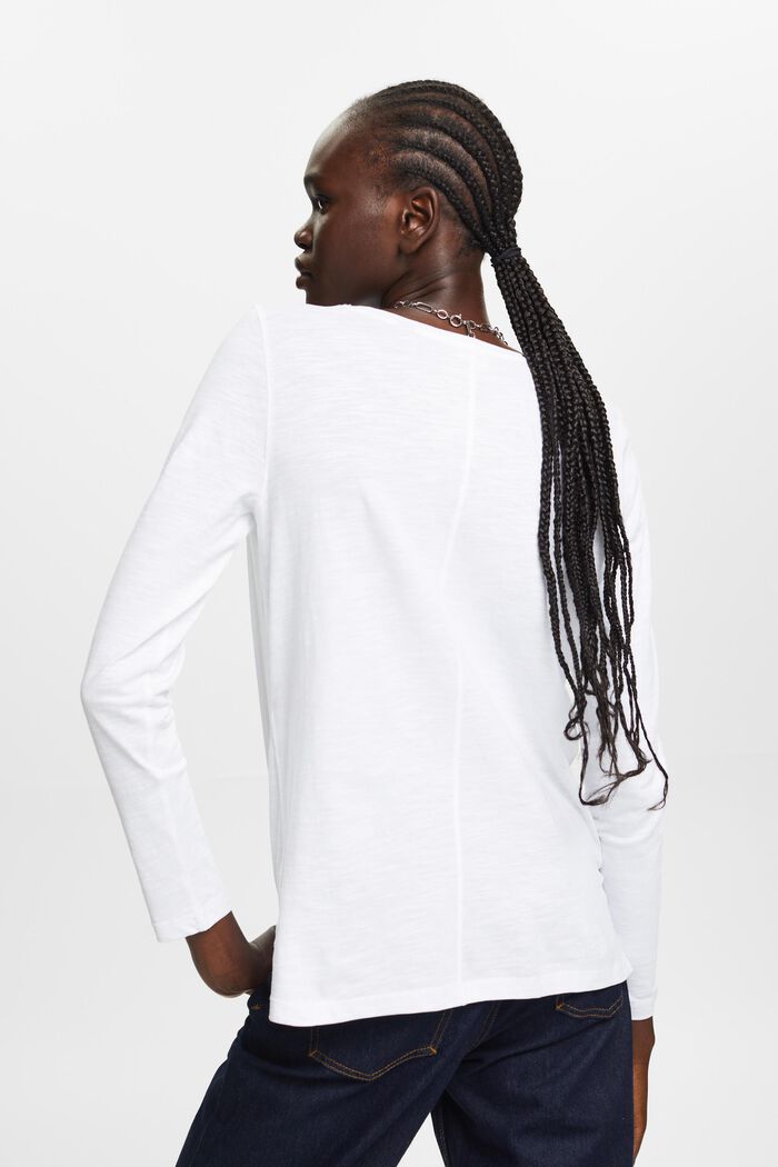 Jerseyowa koszulka z długim rękawem, 100% bawełny, WHITE, detail image number 3