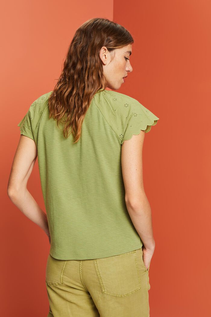 T-shirt z ażurowymi rękawami, PISTACHIO GREEN, detail image number 3