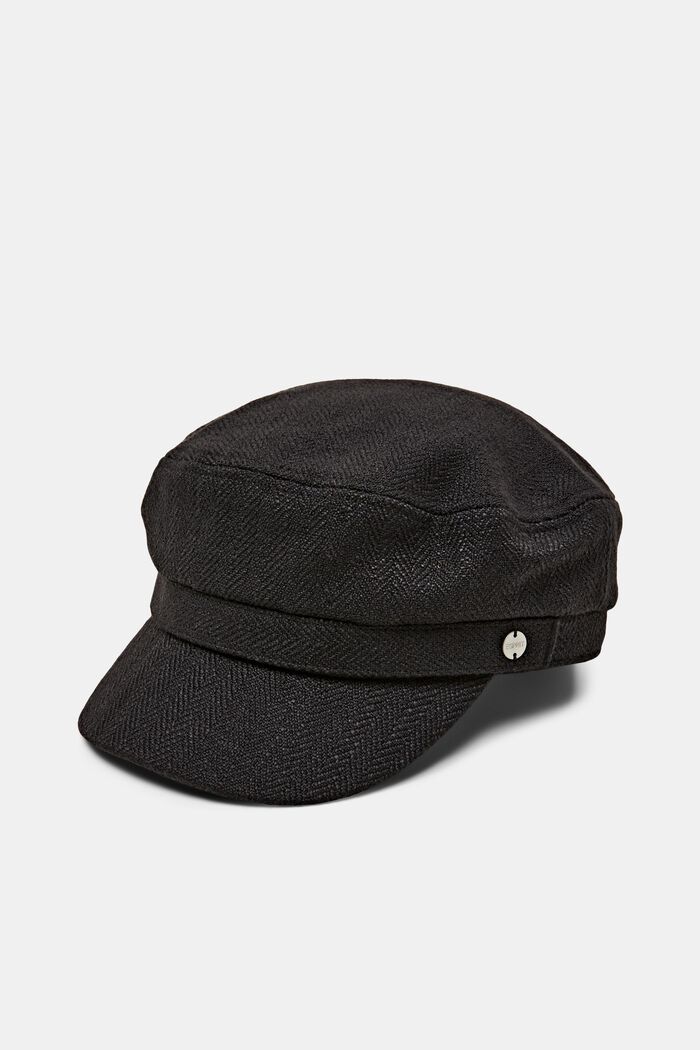 Fakturalna czapka w wojskowym stylu, BLACK, detail image number 0