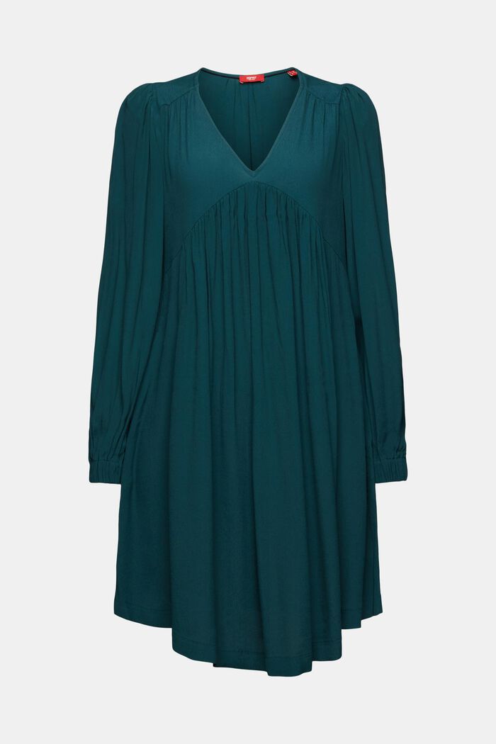 Sukienka mini z marszczonego szyfonu, EMERALD GREEN, detail image number 6