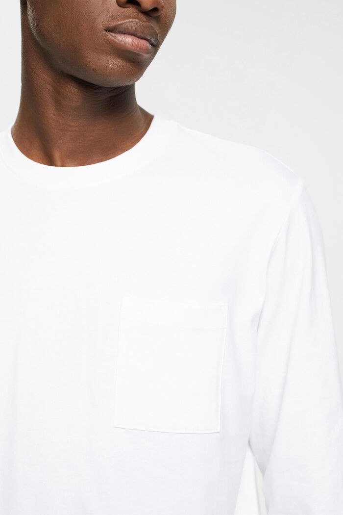 Dżersejowa koszulka z długim rękawem, 100% bawełny, WHITE, detail image number 3