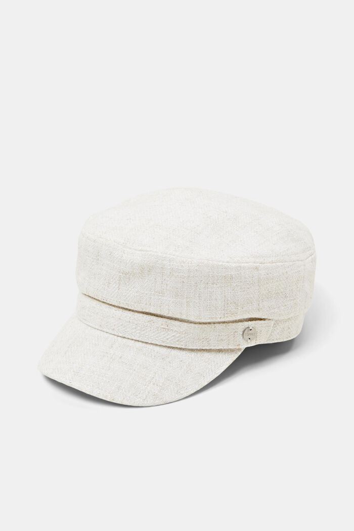 Fakturalna czapka w wojskowym stylu, OFF WHITE, detail image number 0