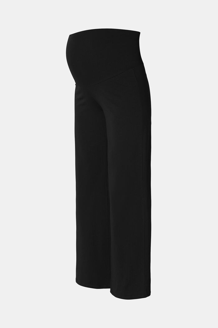 Spodnie z dżerseju z panelem na brzuch, bawełna organiczna, BLACK, detail image number 4