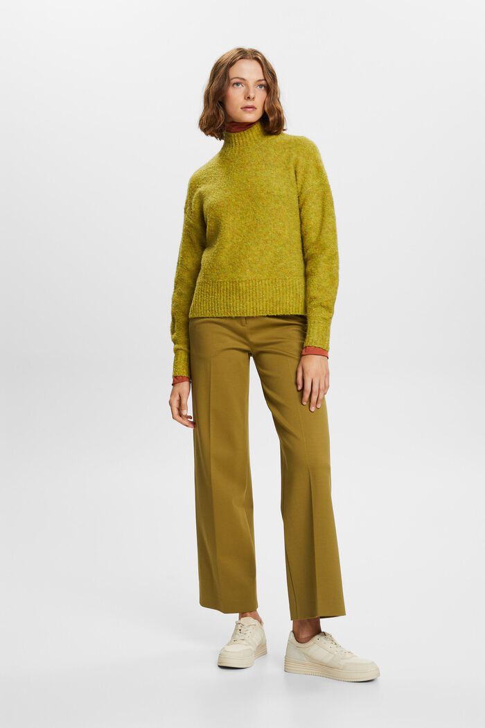 Puszysty sweter z półgolfem, PISTACHIO GREEN, detail image number 0