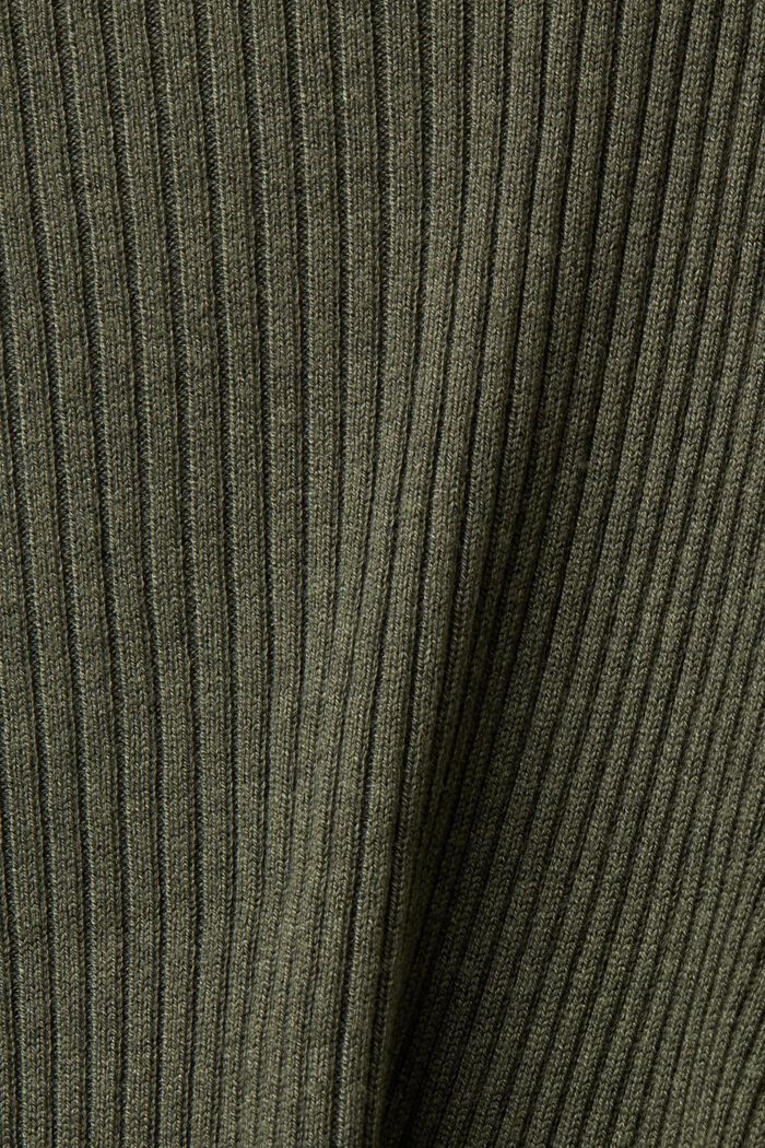 Prążkowany kardigan z wydłużonymi rogami, KHAKI GREEN, detail image number 5