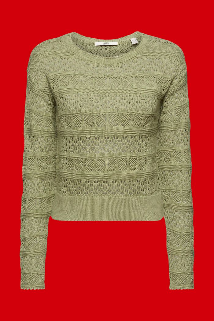 Sweter ze zrównoważonej bawełny z fakturą, LIGHT KHAKI, detail image number 6