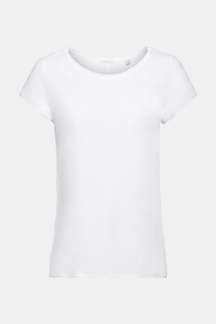 T-shirt z węzełkowej bawełny, WHITE, detail image number 5