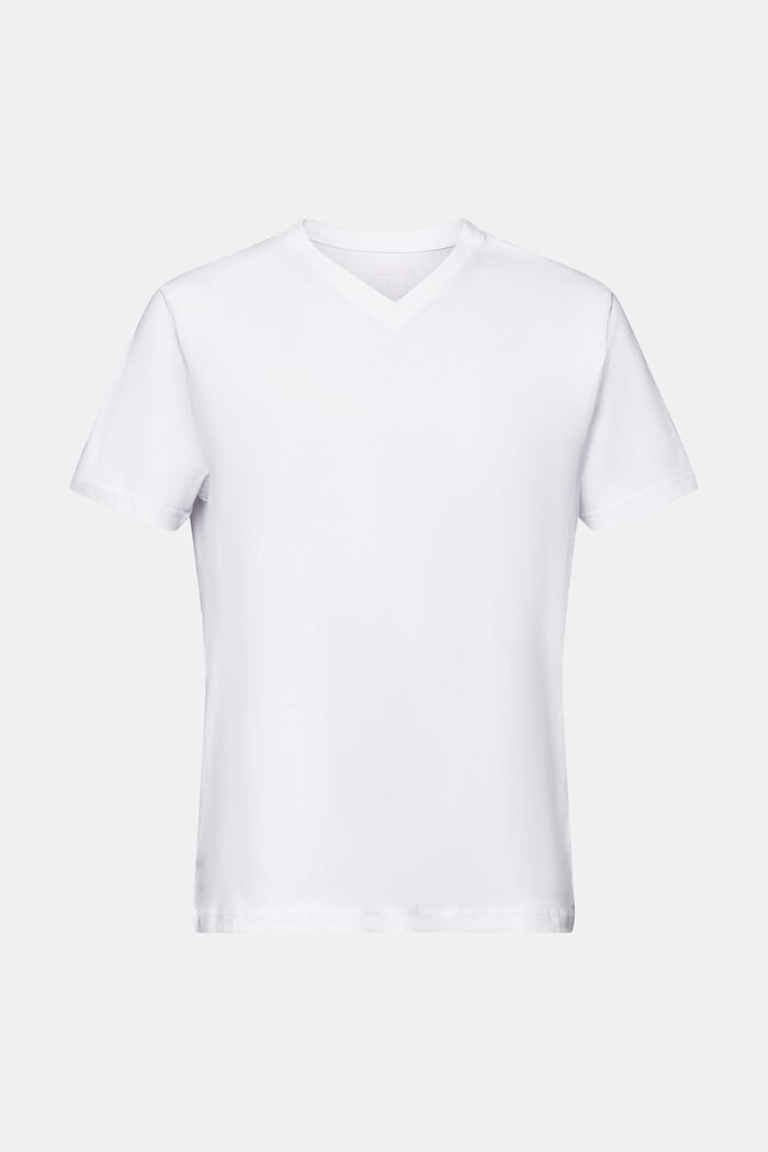T-shirt z dekoltem w serek z organicznej bawełny, WHITE, detail image number 6