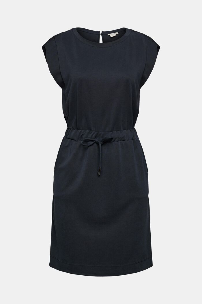 Z włóknem TENCEL™: sukienka z troczkiem, BLACK, overview