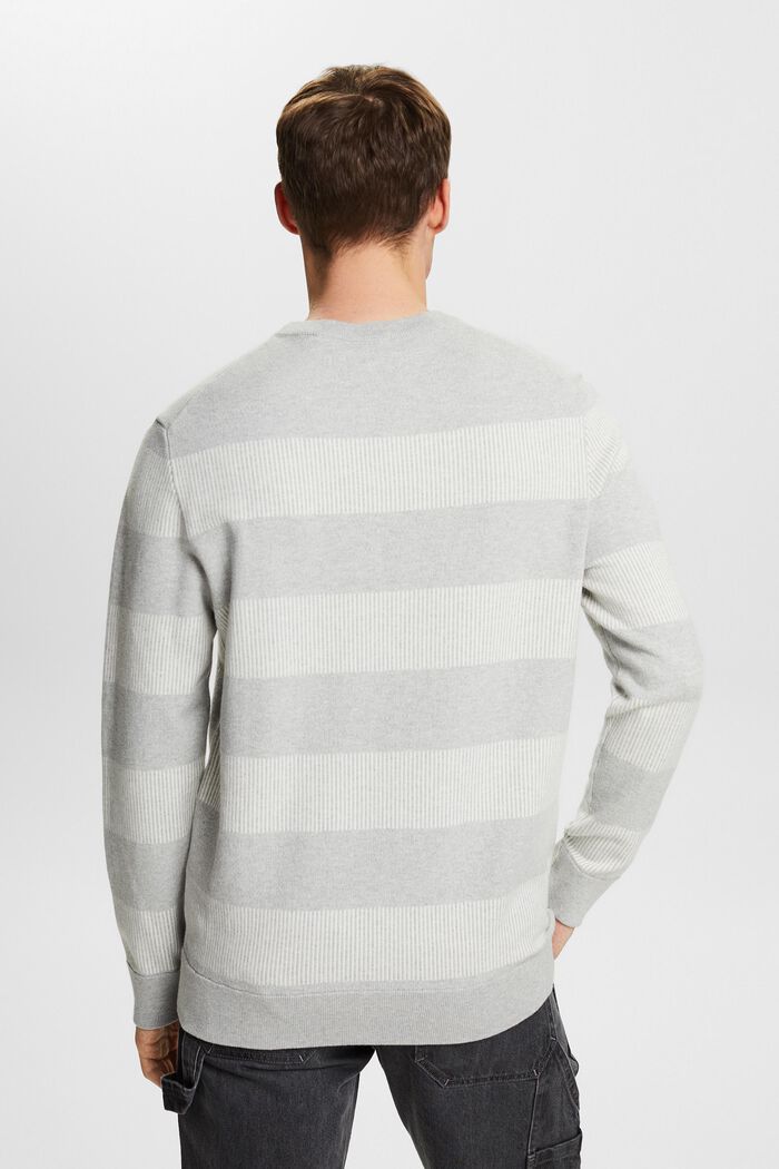 Sweter z prążkowanej dzianiny w paski, LIGHT GREY, detail image number 3