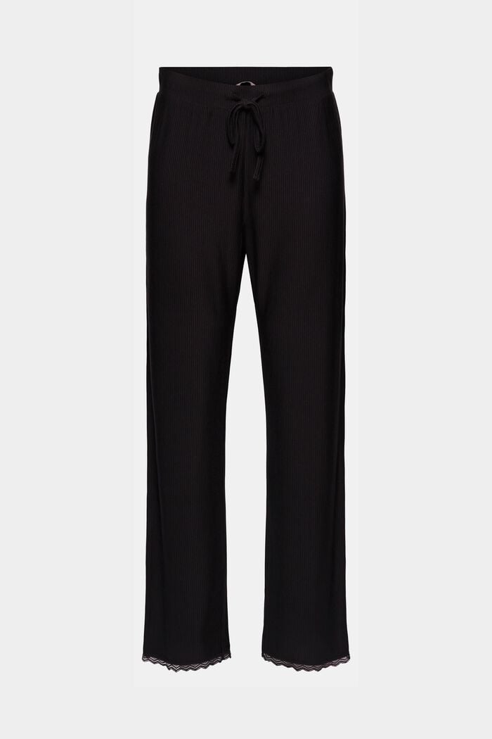 Spodnie od piżamy z koronką, LENZING™ ECOVERO™, BLACK, overview