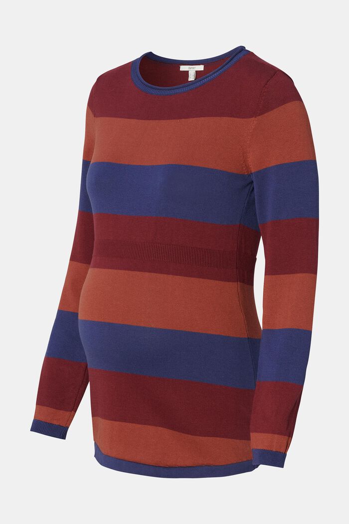 Sweter z okrągłym dekoltem w paski, BROWN, detail image number 4