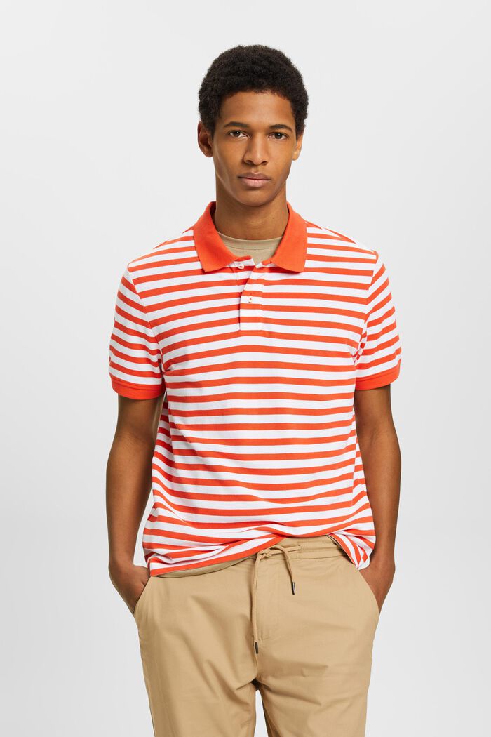 Koszulka polo w paski, slim fit, ORANGE RED, detail image number 0
