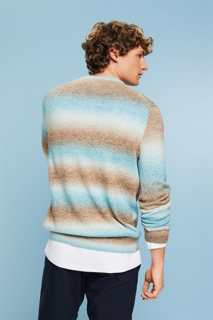 Cieniowany sweter w paski z okrągłym dekoltem, DARK TURQUOISE, detail image number 2