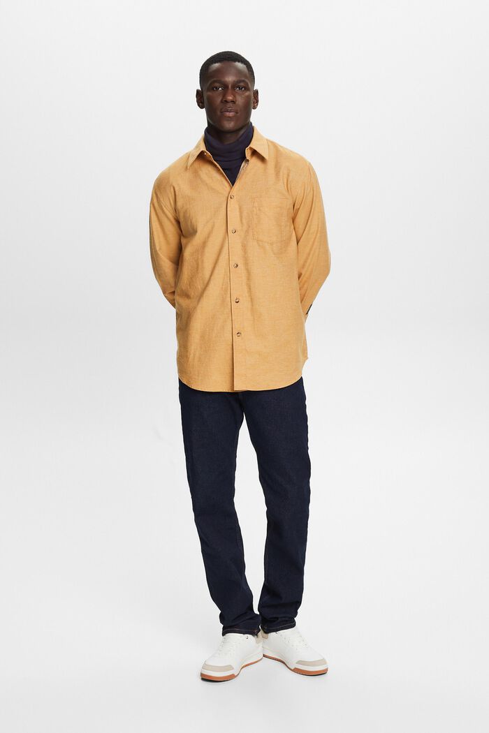 Melanżowa koszula, 100% bawełny, CAMEL, detail image number 4