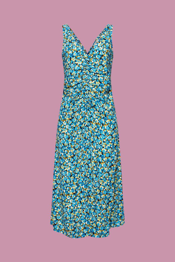 Sukienka midi bez rękawów z nadrukiem na całej powierzchni, TURQUOISE, detail image number 6