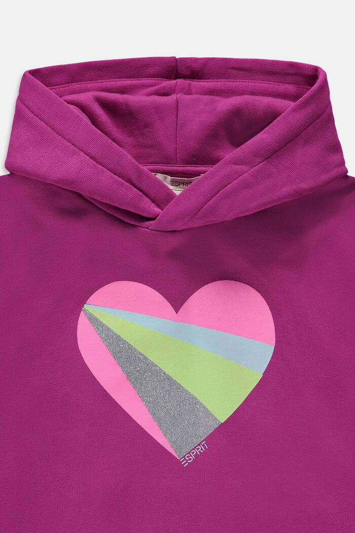 Bluza z kapturem z nadrukowanym sercem, DARK PINK, detail image number 2