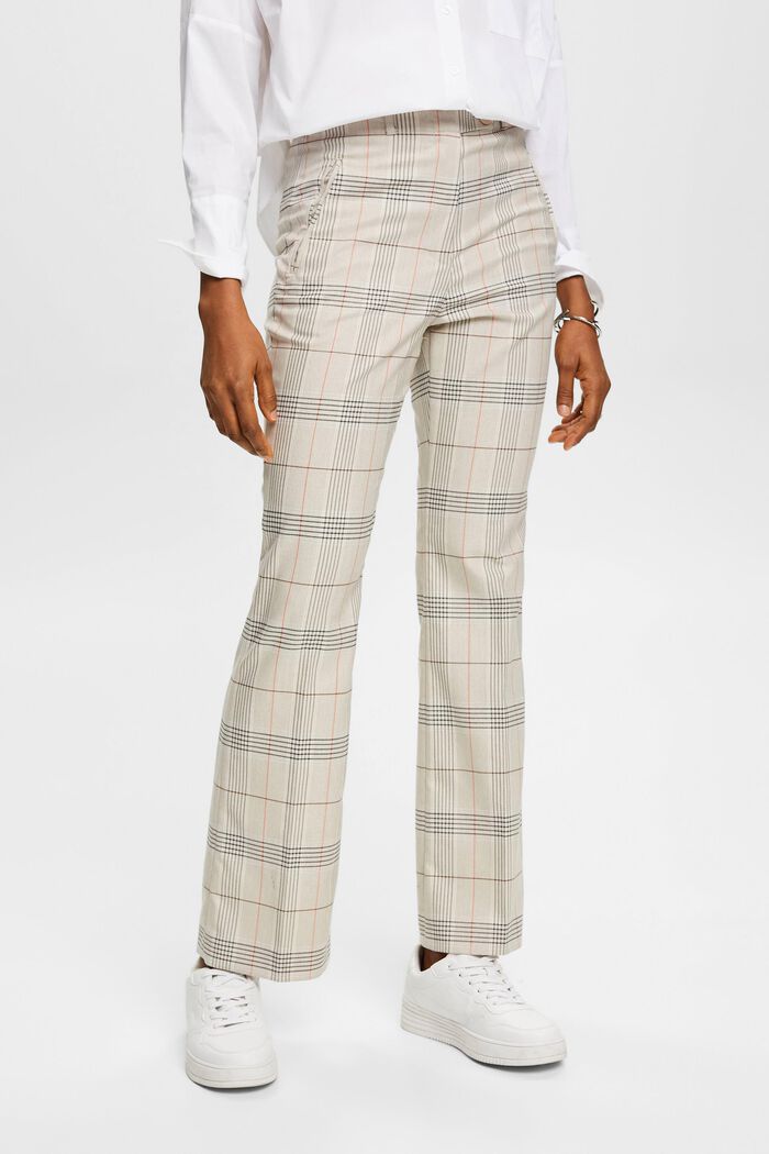 Spodnie w kratę z rozszerzanymi nogawkami, LIGHT TAUPE, detail image number 0