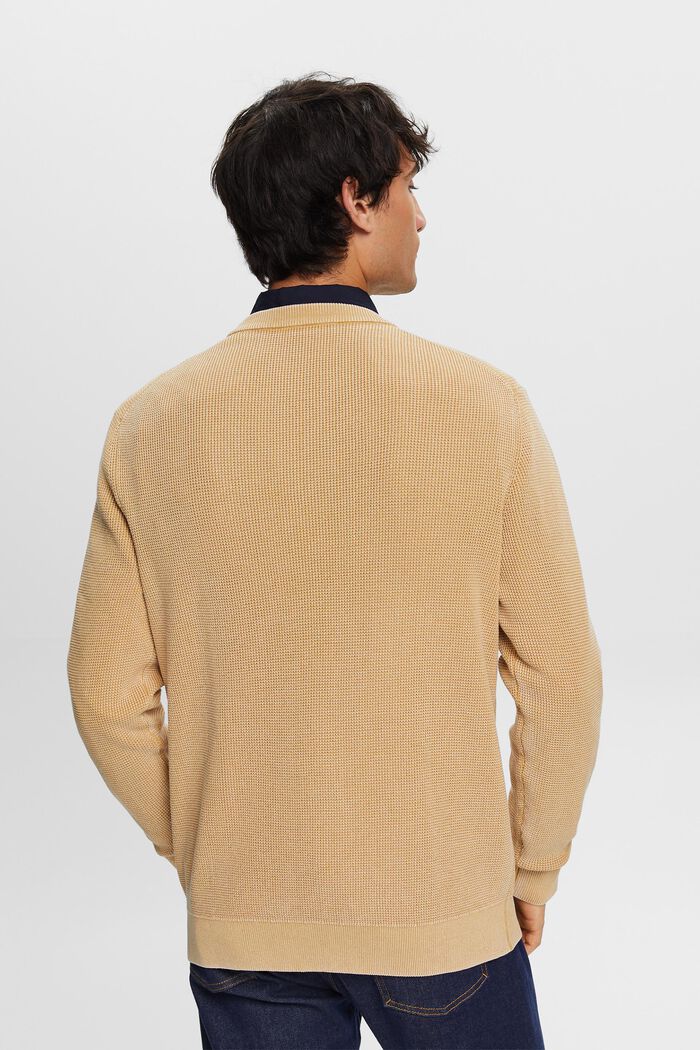 Sweter basic z okrągłym dekoltem, 100% bawełny, BEIGE, detail image number 2