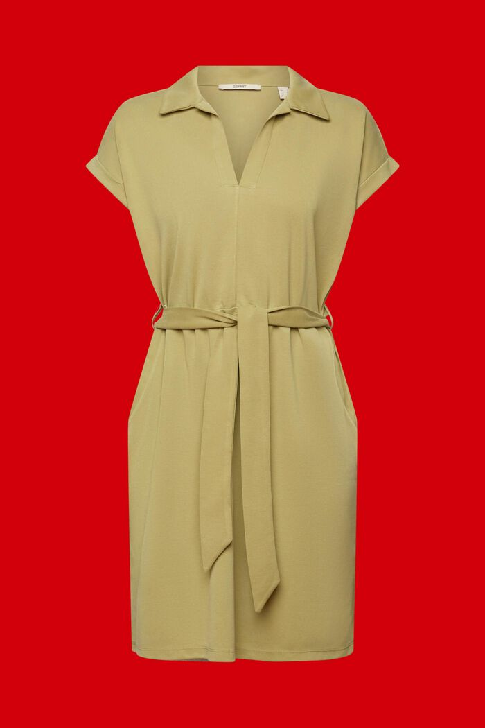 Dzianinowa sukienka z wiązanym paskiem, TENCEL™, PISTACHIO GREEN, detail image number 6