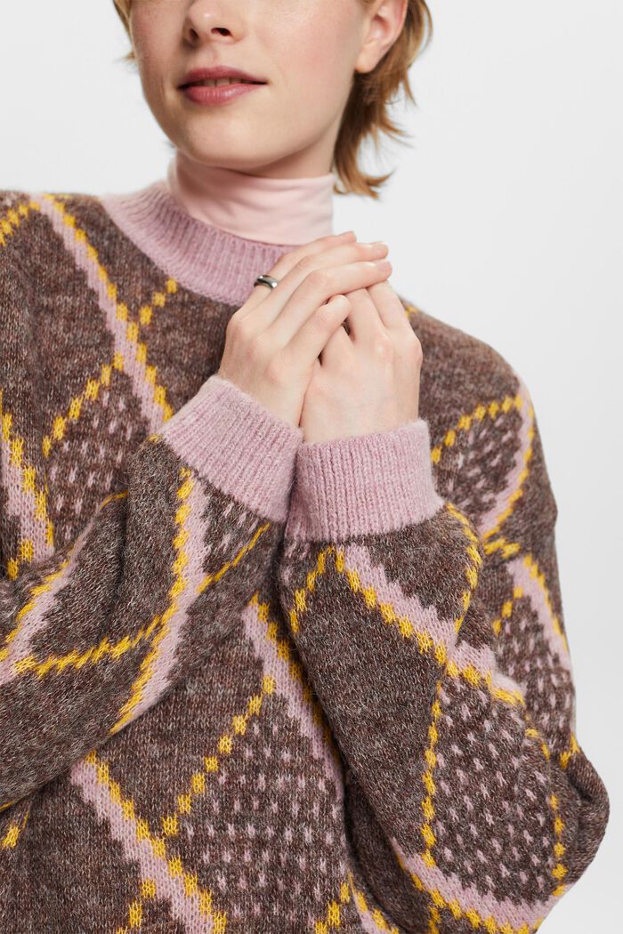 Sweter w kratkę z mieszanki wełnianej, TOFFEE, detail image number 2