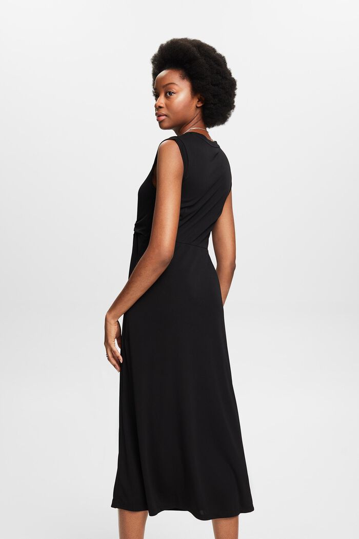 Sukienka midi z krepy z wiązaniem, BLACK, detail image number 2