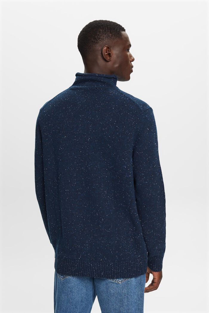 Sweter z półgolfem z mieszanki wełnianej, PETROL BLUE, detail image number 3
