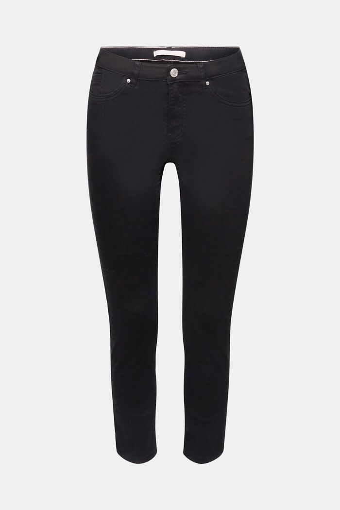 Elastyczne spodnie ze średnim stanem i skróconymi nogawkami, BLACK, detail image number 8