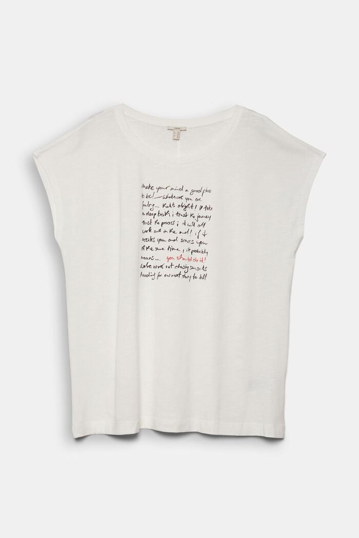 Koszulka PLUS SIZE z nadrukowanym napisem, mieszanka z bawełną ekologiczną