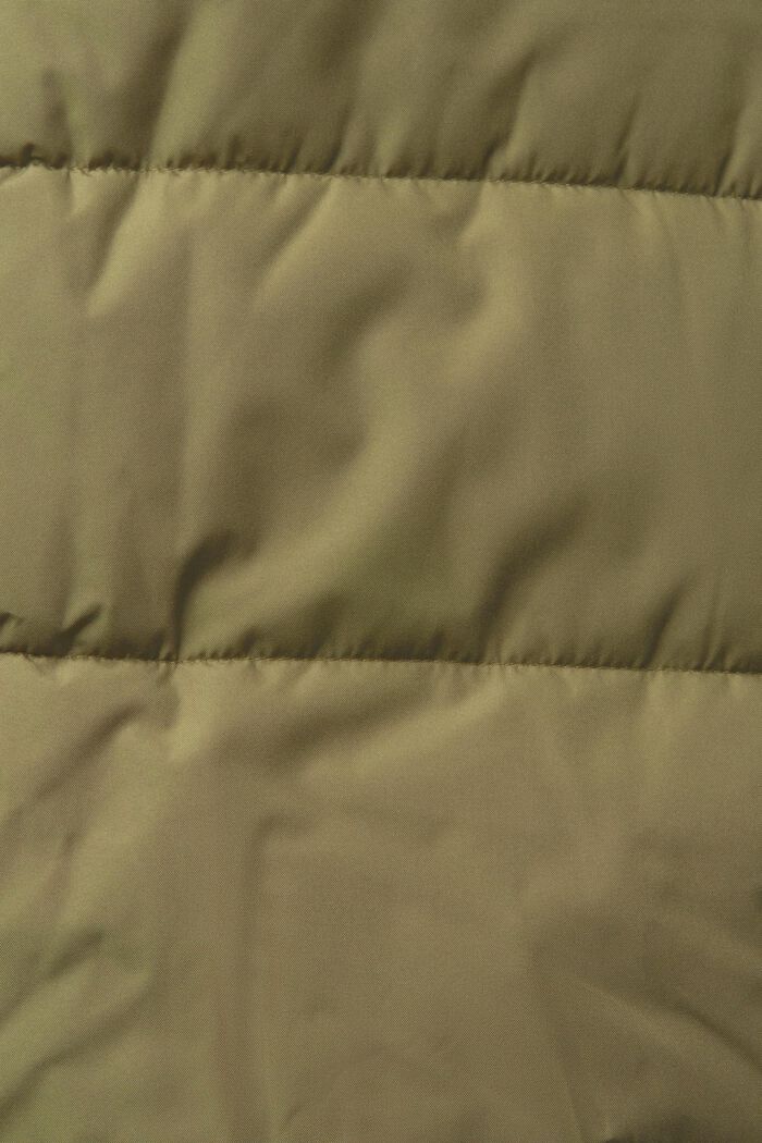 Pikowany płaszcz z detalami z prążkowanej dzianiny, DARK KHAKI, detail image number 1