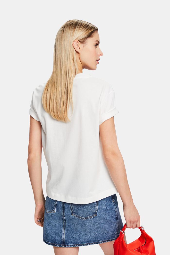 Bawełniany T-shirt z nadrukiem, OFF WHITE, detail image number 2