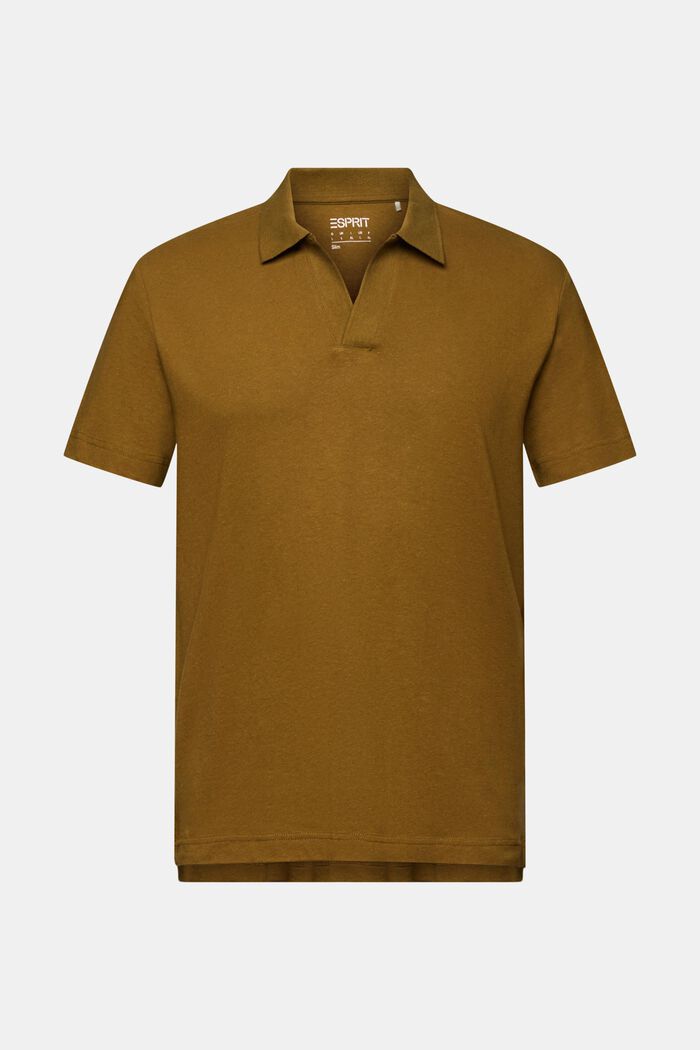 Koszulka polo z bawełny i lnu, OLIVE, detail image number 5