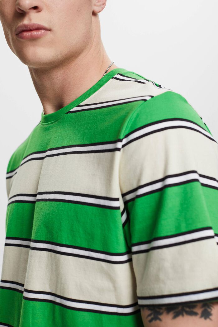 T-shirt w paski ze zrównoważonej bawełny, GREEN, detail image number 2
